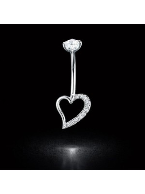 Rupen Kraft Zirkon Taşlı Kalp Model Göbek Piercingi Kalpli Göbek Piercingi