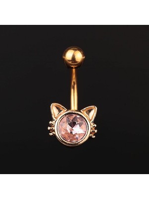 Rupen Kraft Zirkon Taşlı Kedi Model Göbek Piercingi Kedi Göbek Piercingi