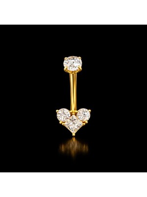 Rupen Kraft Zirkon Taşlı Kalp Model Göbek Piercingi Kalpli Göbek Piercingi