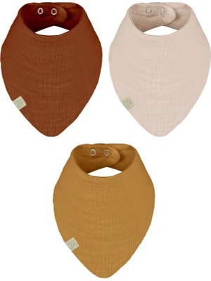 isiltikidsmoda Müslin Fular Önlük 3'lü 60102 Kiremit Bej Hardal