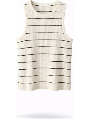 5in1Canpolat Beyaz Çizgili Atlet 126