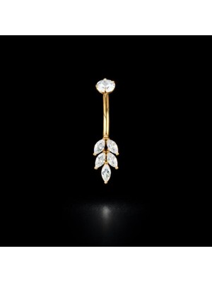 Rupen Kraft 5 Markiz Zirkon Taşlı Işıl Işıl Yaprak Model Göbek Piercingi