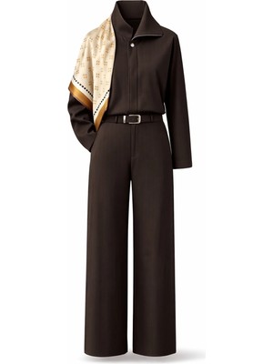 5in1Canpolat Kahverengi Çizgili Ceket Pantolon Takım 7150