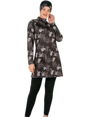 Ang Butik Fantasy 3417  Bayan Yaprak Desenli Tesettür Mayo