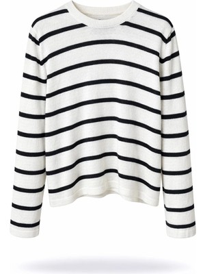 5in1Canpolat Ekru Çizgili Merserize Triko 261032