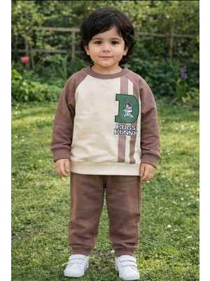 Nafitto Bugs Bunny Baskılı Erkek Bebek Eşofman Takımı – Kahverengi Krem