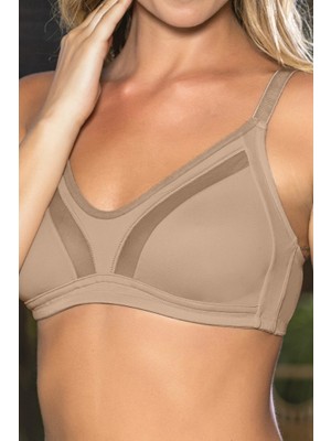 Byb Moda Tasarım Giyim Büyük Beden Uyumlu Ten Tül Detaylı Günlük Sütyen, B,c Cup Balensiz Konforlu Sütyen Ber