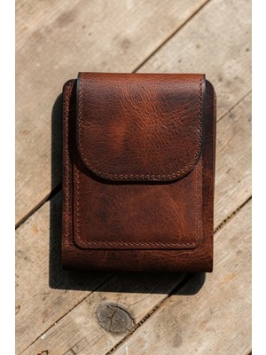 Tılsım Tekno İsme Özel Hakiki Deri Erkek Cüzdan ve Kartlık El Yapımı 10 Kart Bölmeli İnce ve Şık Tasarım(10x8 Cm)