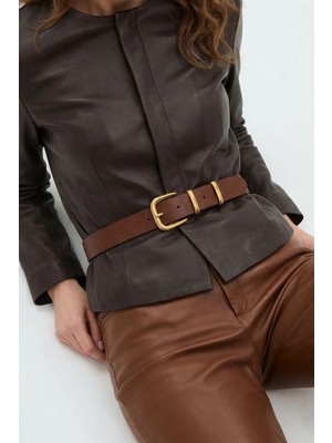 Milleniva Çift Gold Köprülü Kahverengi Kadın Bel Kemeri