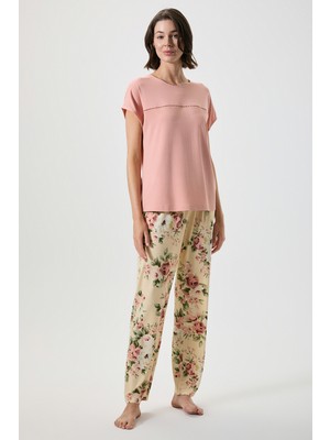 Catherine's Dantel Detaylı Çiçek Desenli Pijama Takımı