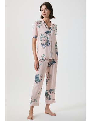 Catherine's Çiçek Desenli Gömlek Yaka Pijama Takımı