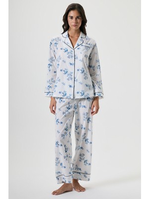 Penye Mood %100 Pamuk Çiçek Desenli Pijama Takımı