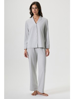 Penye Mood %100 Pamuk Önden Düğmeli Pijama Takımı