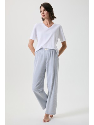 Penye Mood V Yaka Çizgili Pijama Takımı