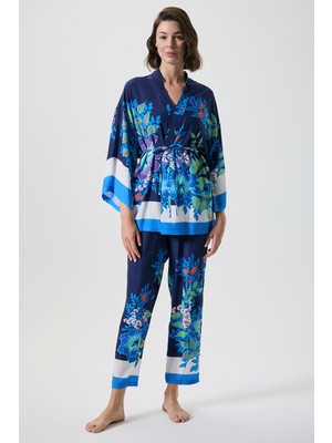 Penye Mood Çiçek Desenli Üçlü Pijama Takımı