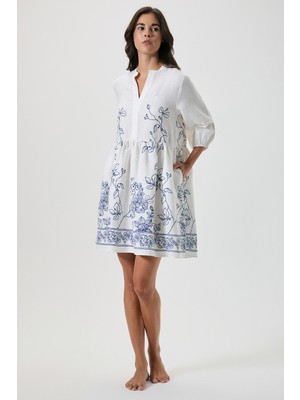 Penye Mood %100 Keten Cepli Kısa Elbise