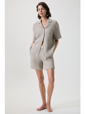 Penye Mood %100 Pamuk Waffle Şortlu Takım