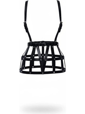 Byb Moda Tasarım Giyim Siyah Etek Deri Kafes Yapılı Perçin Detaylı Etek Mini Etek - BRF1252 Beruflic