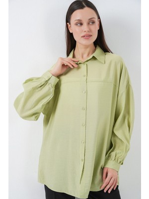 Uzun Oversize Gömlek 5965 - E.yeşil