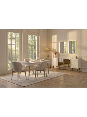 Doressa Hella Reflekte Camlı Yemek Odası Takımı