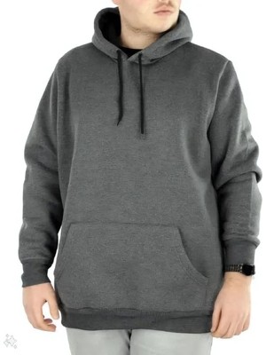 Giyim Center Erkek 3 Iplik Pamuklu Kapüşonlu Kanguru Cepli Baskılı Oversize Hoodie Sweatshirt -  Füme