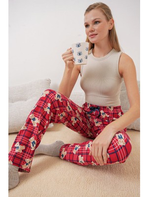 4323 Desenli Pijama Altı - Kırmızı