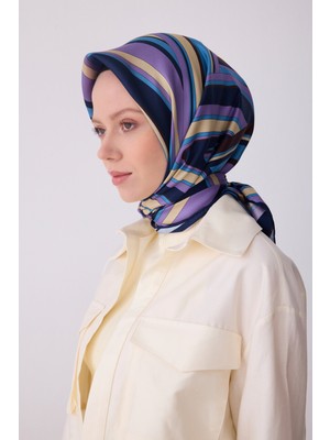 Belli Geometrik Desen Ipek Twill Eşarp (T)  4311-85