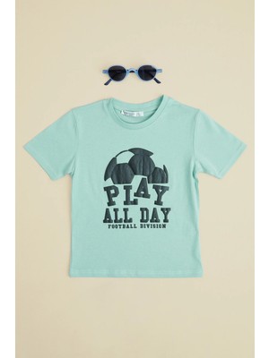 FullaModa Play All Day Yazı Baskılı Erkek Çocuk Tişört