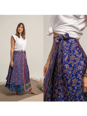 Fibula Bohem Otantik Standart Beden 2.kat Çift Taraflı %yüz Ipek Ithal Bağlamalı Anvelop Etek 36-48