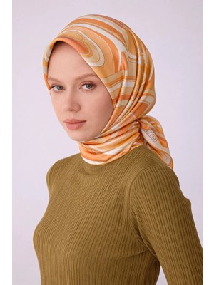 Belli Geometrik Desen Ipek Twill Eşarp (T)  4311-33