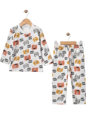 Babexi Kedi Desenli Erkek Bebek Takımı - Uzun Kollu - 2'li Set