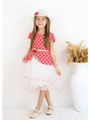 FESSHERA 🎀 Kız Çocuk Özel Gün Kombini - 3'lü Kombin Elbise, Şapka ve Kemer Takımı 🎀