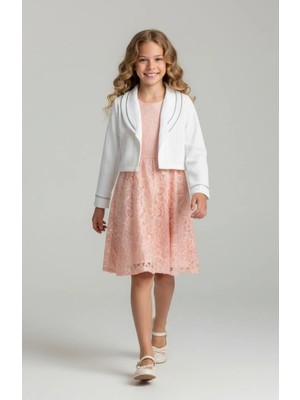 Kız Çocuk Dantel Elbise Bolero Ceket Takım 9-12 Yaş