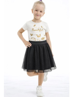 Kız Çocuk Etek Beli Lastikli Pamuklu ve Astarlı Tül Etek