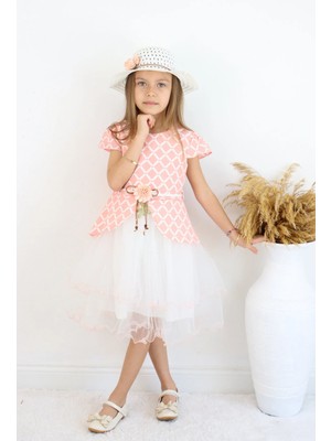 FESSHERA 🎀 Kız Çocuk Özel Gün Kombini - 3'lü Kombin Elbise, Şapka ve Kemer Takımı 🎀