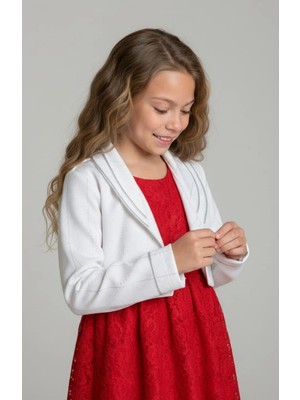 Kız Çocuk Dantel Elbise Bolero Ceket Takım 9-12 Yaş