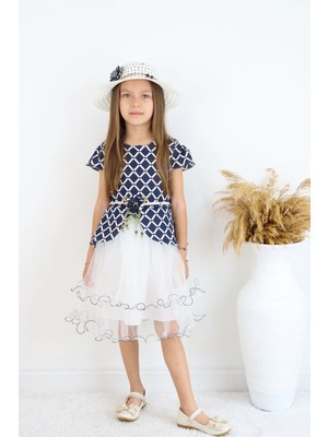 FESSHERA 🎀 Kız Çocuk Özel Gün Kombini - 3'lü Kombin Elbise, Şapka ve Kemer Takımı 🎀