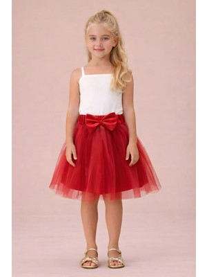 Kız Çocuk Etek Fiyonk Desen 23 Nisan ve 29 Ekim Doğum Günü Eteği