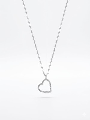 Swarovski Işıltılı Kalp Kolye – Zirkon Taşlı Gümüş Renk Romantik Kadın Kolyesi