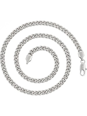 SERENES Platin Kaplama Klasik Gurmet Zincir Kolye / 55 cm