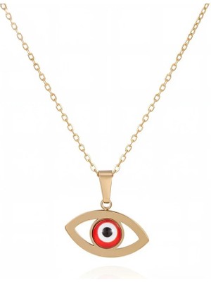 SERENES Göz Figürlü 14 Ayar Altın Kaplama Minimal Kadın Kolye