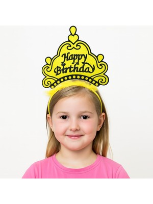 Skygo Ramia Premium | Sarı Happy Birthday Prenses Tacı – Doğum Günü Taç Aksesuarı | TG-HB-2026