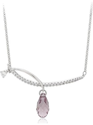 SERENES Kristal Kavisli Platin Kaplama Kadın Kolye