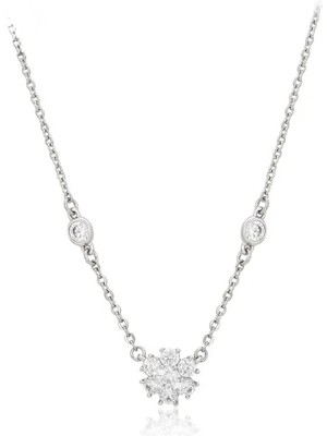 SERENES Zirkon Taşlı Kar Tanesi Motifli Platin Kaplama Kadın Kolye