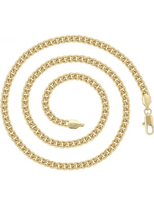 SERENES Klasik Gurmet Zincir Kolye 14 Ayar Altın Kaplama / 55 cm