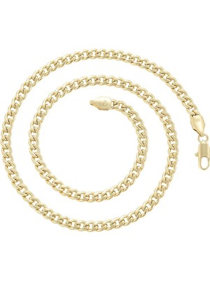 SERENES Klasik Gurmet Zincir Kolye 14 Ayar Altın Kaplama / 50 cm