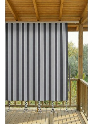 Shy Tekstil Antrasit-Gri  Kornişli Su Geçirmez Rüzgâr Dayanımlı Pilesiz Balkon Perdesi
