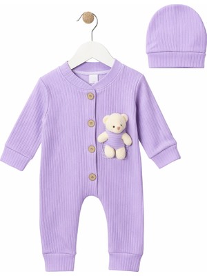 Kız Bebek Ikili Tulum - Şapka Seti Ayıcıklı %100 Pamuk Yumuşak Kumaş