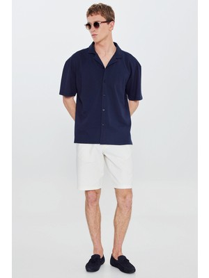 Altınyıldız Classics Pamuklu Comfort Fit Rahat Kesim Hawai Yaka Armürlü Örme Gömlek