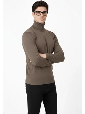 Beruflic Tam Boğazlı Balıkcı Yaka Triko Kazak Yumuşak Dokulu Pamuklu Ince Dokuma, Uzun Kollu Rahat Regul